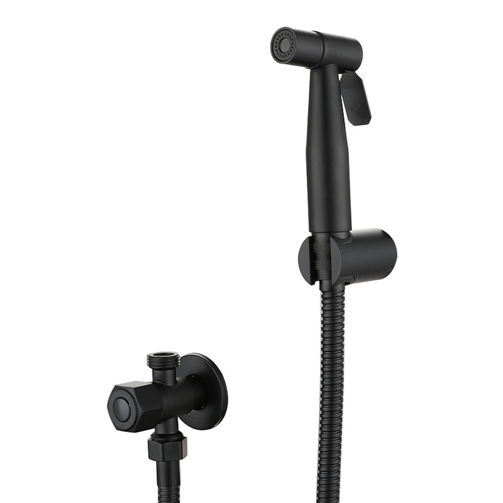 Matte Black Stainless Steel Handheld Bidet Sprayer, Wall-Mount Toilet Sprayer Kit with T-Valve / Hose