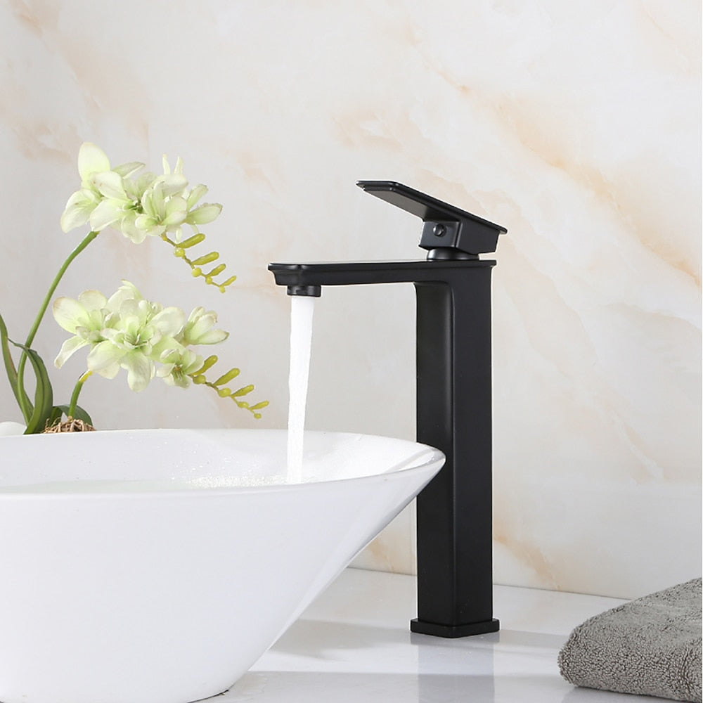 Modern Tall Vessel Sink Faucet, Single-Handle Brass Faucet, Matte Black / Chrome / Oil-Rubbed Bronze