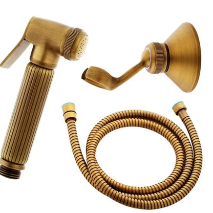 Self-Cleaning Antique Copper Handheld Bidet Sprayer, Wall-Mount Toilet Shattaf Sprayer with Hose