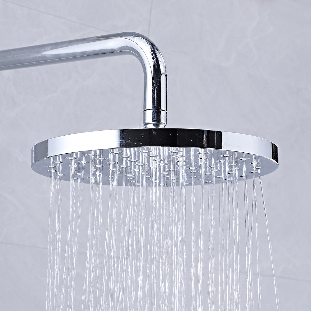 Chrome Modern Rainfall Tub Shower System, Single-Handle Wall-Mounted Shower System with Handheld Shower