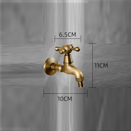 Antique Brass Retro Wall-Mount Faucet, Single-Handle Brass Washing Machine Tap