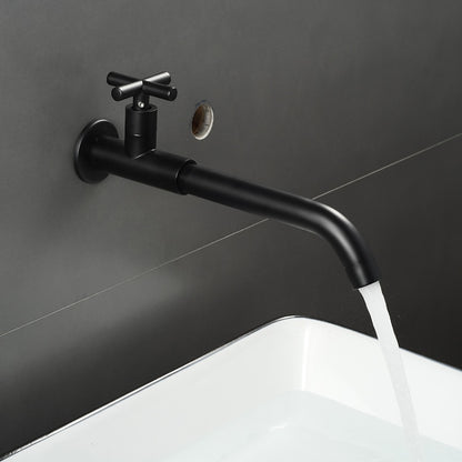 Modern Wall-Mount Bathroom Faucet, Single-Handle Swivel Spout Cold Only Faucet, Matte Black / Matte White / Antique Brass / Chrome