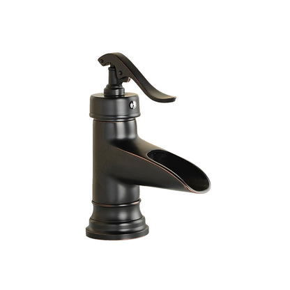 Waterfall Single-Hole Bathroom Faucet, Single-Handle Brass Faucet