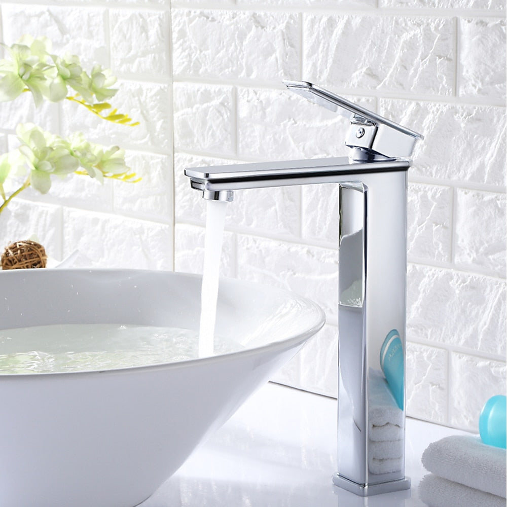 Modern Tall Vessel Sink Faucet, Single-Handle Brass Faucet, Matte Black / Chrome / Oil-Rubbed Bronze