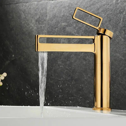 Waterfall Single-Hole Bathroom Faucet, Modern Single-Handle Faucet, Chrome / Polished Gold