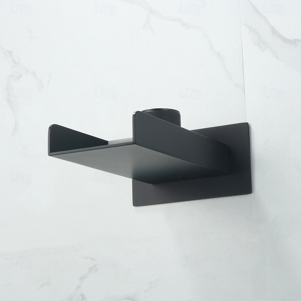 Matte Black Waterfall Bathroom Faucet, Wall-Mount Single-Knob Stainless Steel Faucet