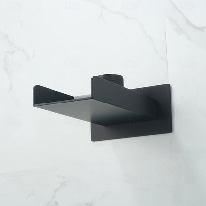 Matte Black Waterfall Bathroom Faucet, Wall-Mount Single-Knob Stainless Steel Faucet