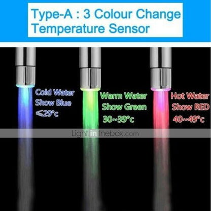 Chrome LED Temperature-Sensing Faucet Aerator, 3- Changing Faucet Light Accessory