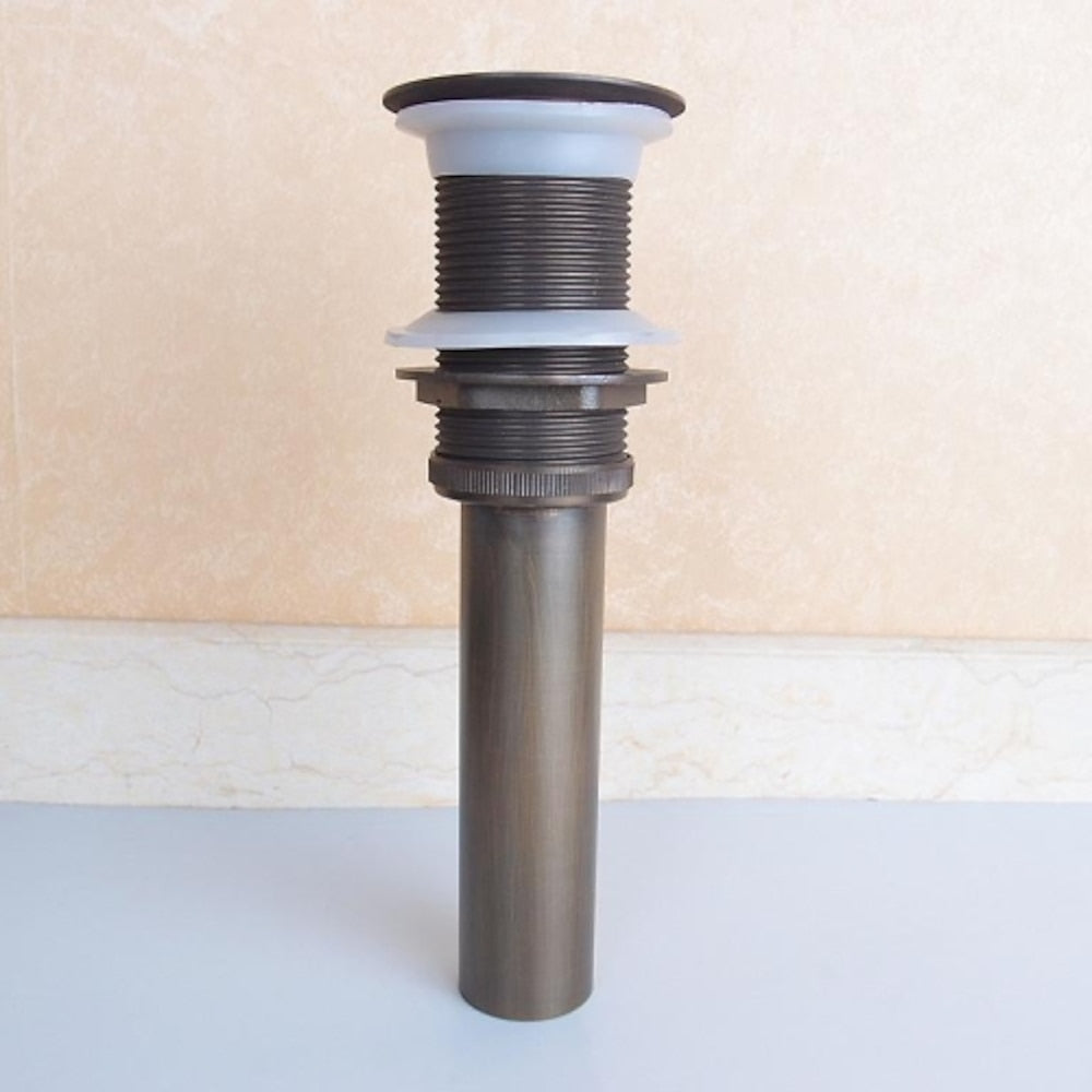 Antique Brass Non-Overflow Pop-Up Bathroom Sink Drain, Solid Brass Vanity Basin Drain Assembly