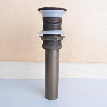 Antique Brass Non-Overflow Pop-Up Bathroom Sink Drain, Solid Brass Vanity Basin Drain Assembly