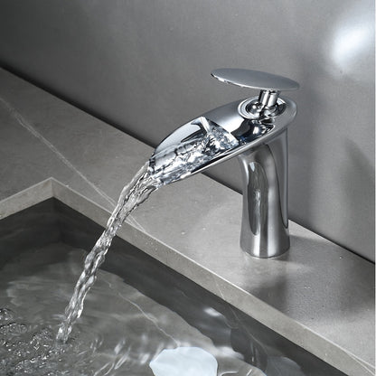 Waterfall Bathroom Faucet, Modern Single-Handle Single-Hole Faucet