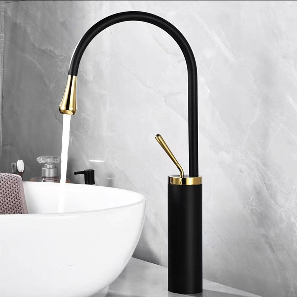 Rotatable High Arc Vessel Sink Faucet, Single-Hole Single-Handle Brass Faucet