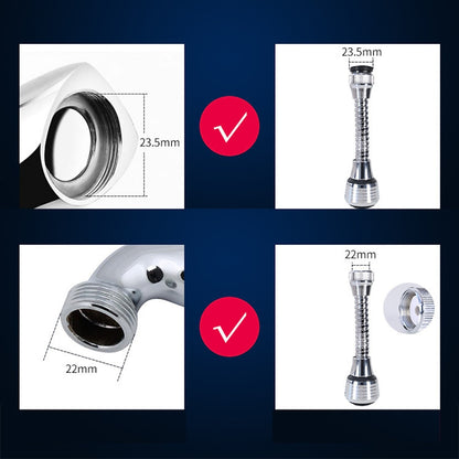 Modern Chrome 360-Degree Flexible Faucet Aerator, 2-Mode Spray Faucet Extender with Universal Clamp Adapter