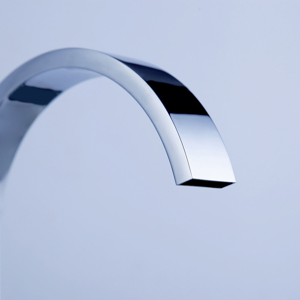 Chrome Modern Waterfall Bathroom Faucet, Widespread Dual-Handle Faucet
