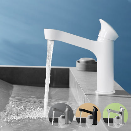 Modern Waterfall Bathroom Faucet, Single-Hole Brass Single-Handle Faucet, Matte Black / Matte White / Gunmetal / Chrome / Brushed Gold