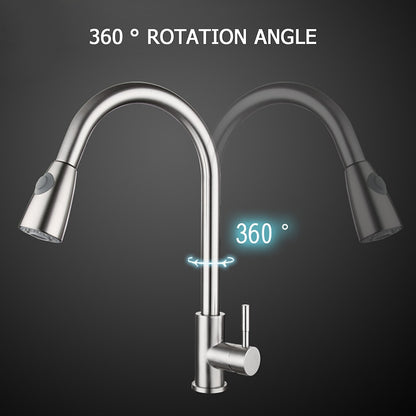 Modern Pull-Down Kitchen Faucet, Single-Handle High Arc Stainless Steel Faucet, Brushed Nickel / Chrome