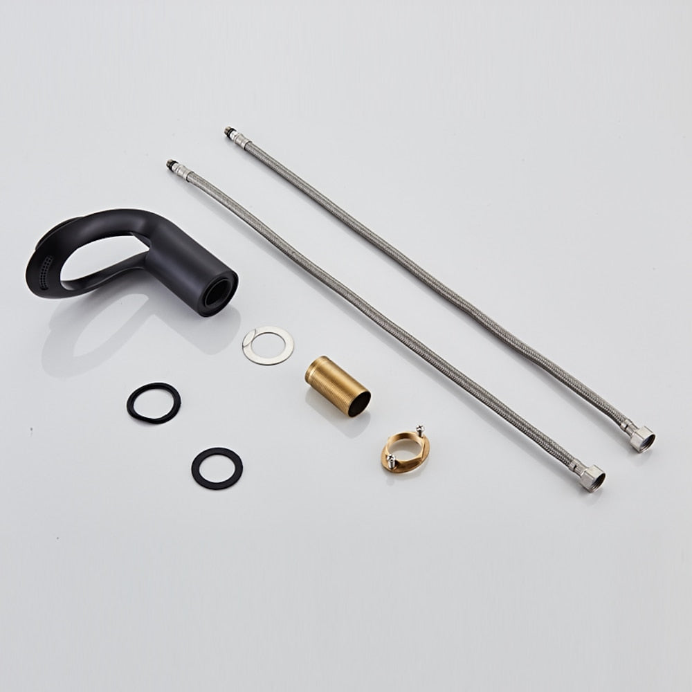 Modern Waterfall Bathroom Faucet, Single-Handle Brass Faucet