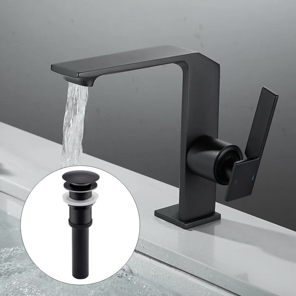 Modern Waterfall Bathroom Faucet, Single-Handle Brass Faucet, Chrome / Matte Black / Brushed Gold / Gunmetal