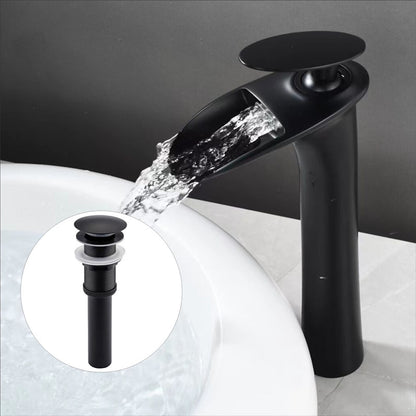 Waterfall Vessel Bathroom Faucet, Modern Single-Handle Single-Hole Tall Basin Faucet