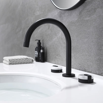 Matte Black Modern 3-Hole Widespread Bathroom Faucet, High Arc Dual-Handle Faucet