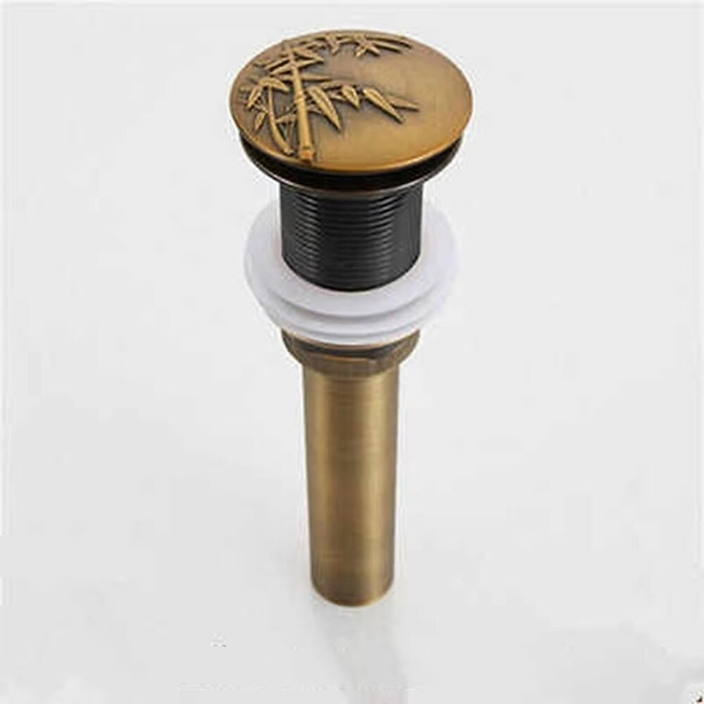 Antique Brass Pop-Up Drain Assembly, Solid Brass Bathroom Vessel Vanity Sink Stopper