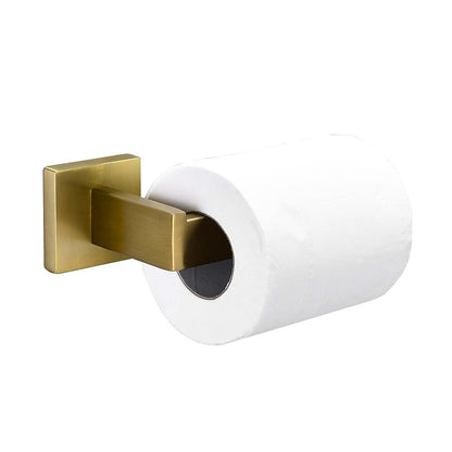 Brushed Gold Modern Wall-Mounted Bathroom Hardware Set, Stainless Steel Bathroom Accessory Set with Towel Bar / Toilet Paper Holder / Robe Hooks