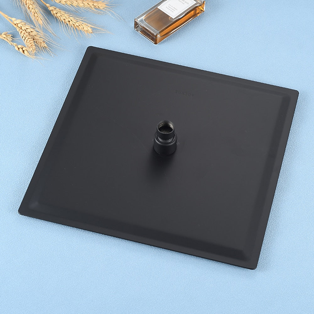 Rainfall Matte Black Shower Head, Contemporary Stainless Steel Shower Head