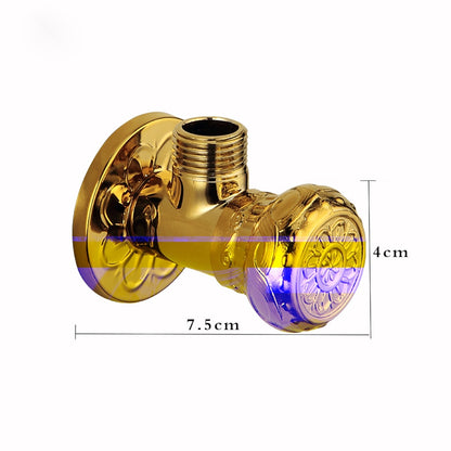 Retro Carved Brass Angle Valve, Wall-Mount Water Shut-Off Valve, Antique Brass / Matte Black / Polished Gold