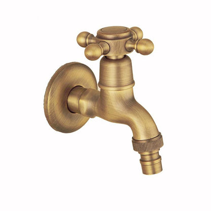 Vintage Brass Wall-Mount Washing Machine Faucet, Single-Cold Utility Laundry Faucet, Antique Brass / Matte Black