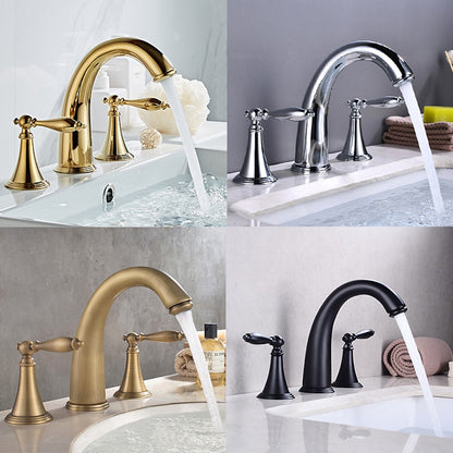 Vintage Widespread Bathroom Faucet, Double Handle 3-Hole Faucet