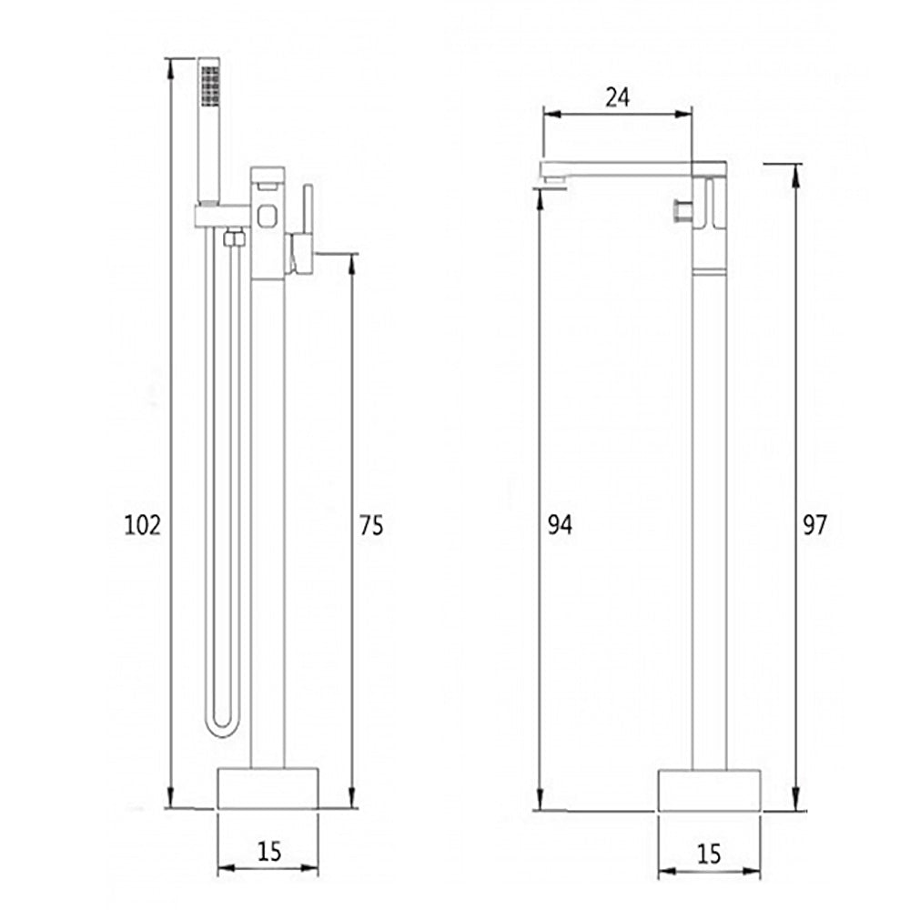Modern Waterfall Freestanding Tub Filler, Single-Handle Tub Faucet with Handheld Shower