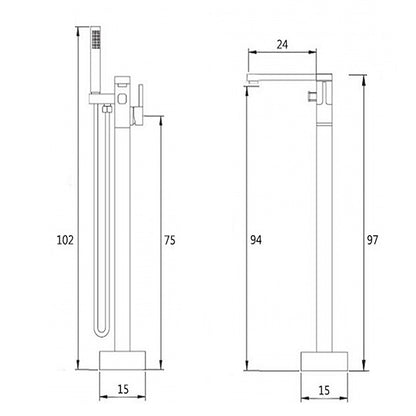 Modern Waterfall Freestanding Tub Filler, Single-Handle Tub Faucet with Handheld Shower