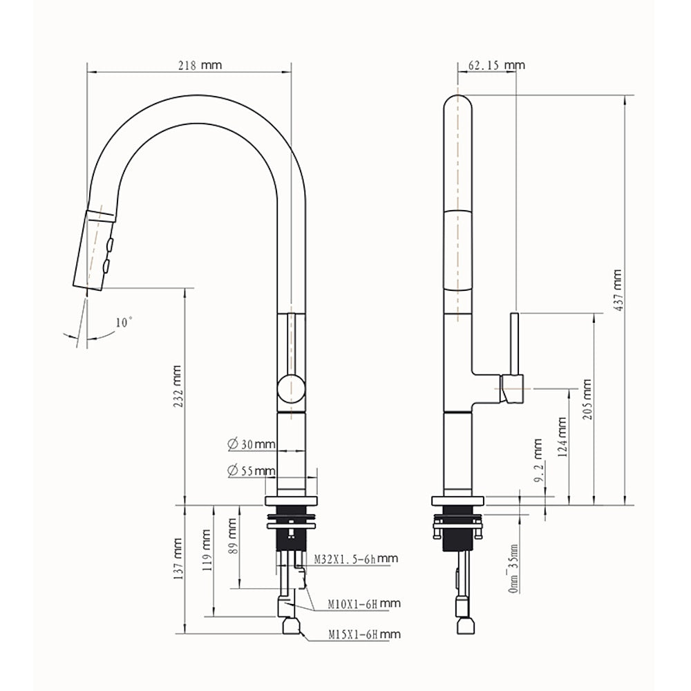 Pull-Down Kitchen Faucet, High Arc Single-Handle Brass Faucet, Matte Black / Matte White / Brushed Gold / Brushed Nickel