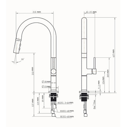 Pull-Down Kitchen Faucet, High Arc Single-Handle Brass Faucet, Matte Black / Matte White / Brushed Gold / Brushed Nickel