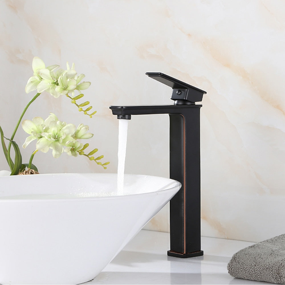 Modern Tall Vessel Sink Faucet, Single-Handle Brass Faucet, Matte Black / Chrome / Oil-Rubbed Bronze