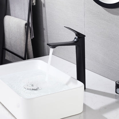 Modern Single-Hole Vessel Sink Faucet, Single-Handle Tall Bathroom Faucet, Brushed Gold / Matte Black / Chrome / Matte White / Gunmetal