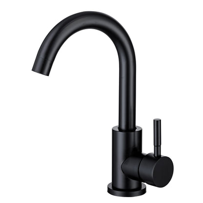 360-Degree Swivel High Arc Bathroom Faucet, Modern Single-Hole Stainless Steel Faucet, Matte Black / Brushed Nickel