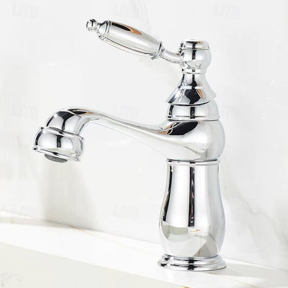 Traditional Single-Hole Bathroom Faucet, Single-Handle Brass Faucet