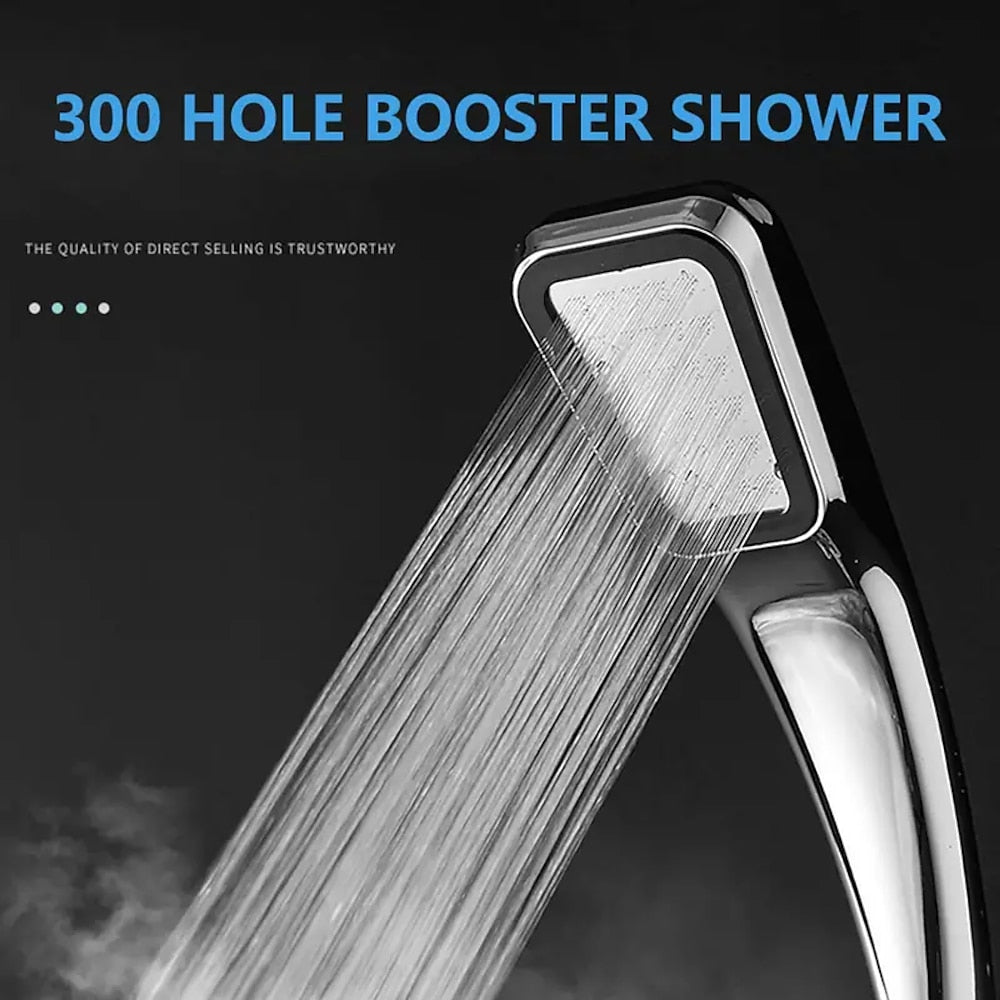 High-Pressure Water-Saving Rectangular Hand Shower, Contemporary ABS Shower Head, Chrome / Matte Black