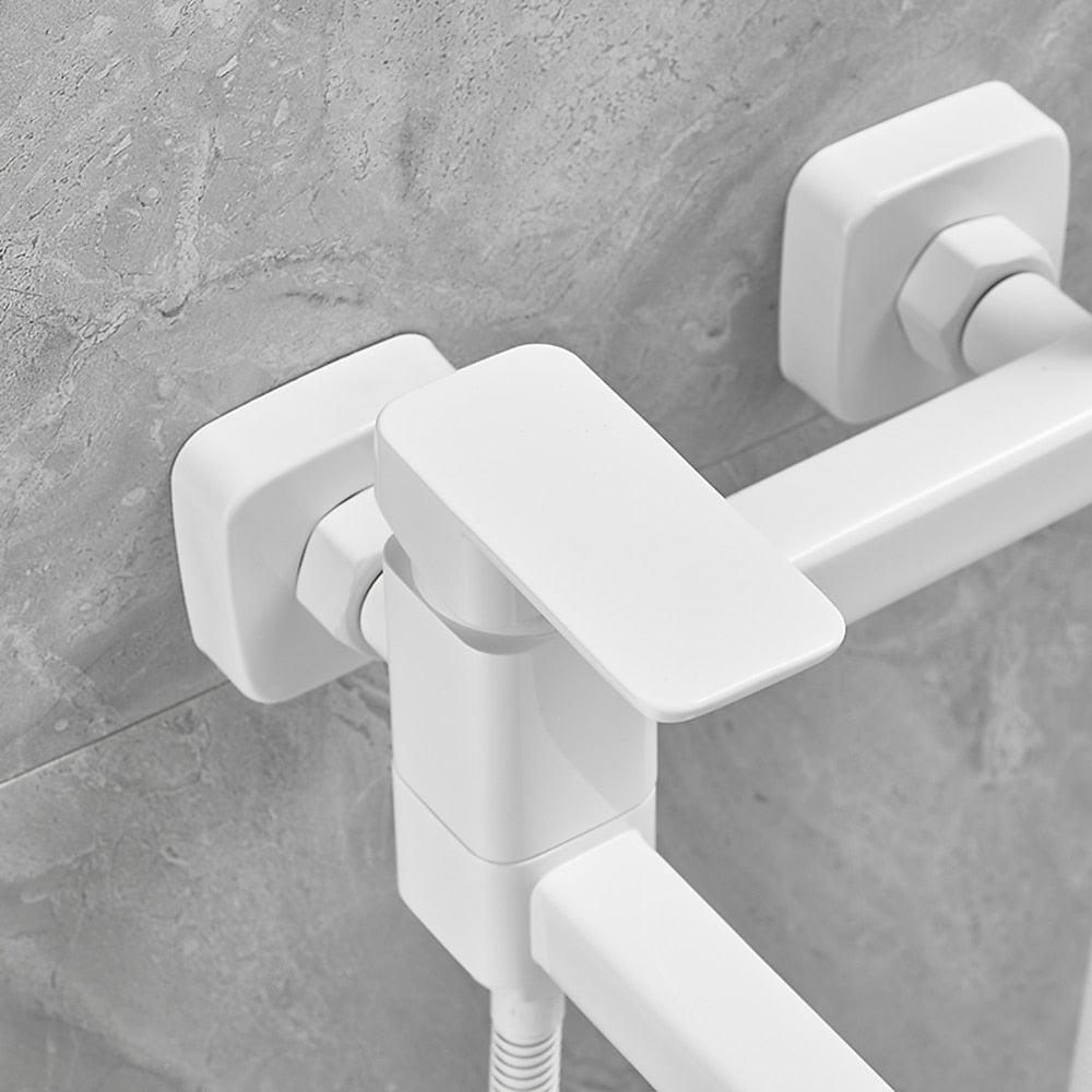 Wall-Mount Single-Handle Swivel Spout Tub Faucet, Bathtub Filler Faucet with Handheld Shower