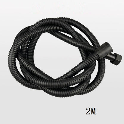 Flexible Stainless Steel Shower Hose, Bathroom Plumbing Extension Pipe, Silver / Black