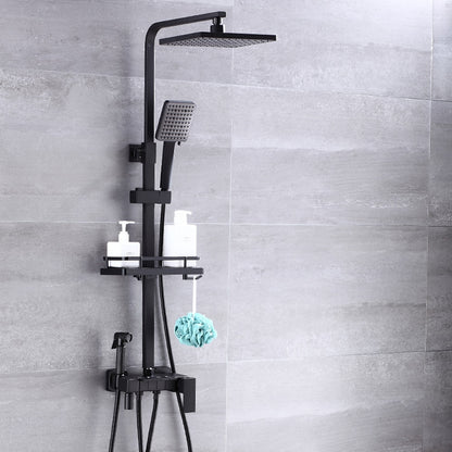 Modern Rainfall Tub Shower System, Wall-Mounted Exposed Shower Faucet with Handheld Spray