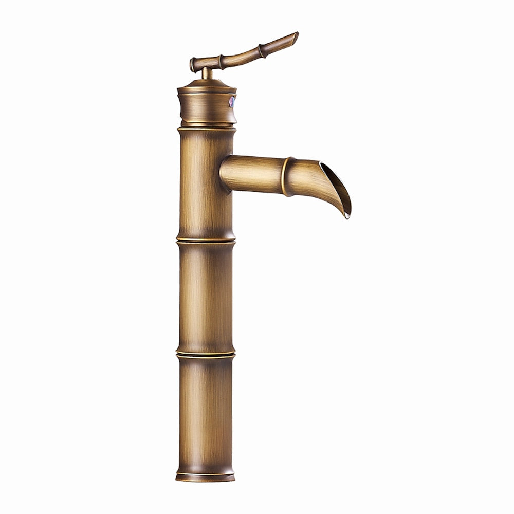 Bamboo Design Antique Brass Vessel Sink Faucet, Single-Handle Single-Hole Faucet