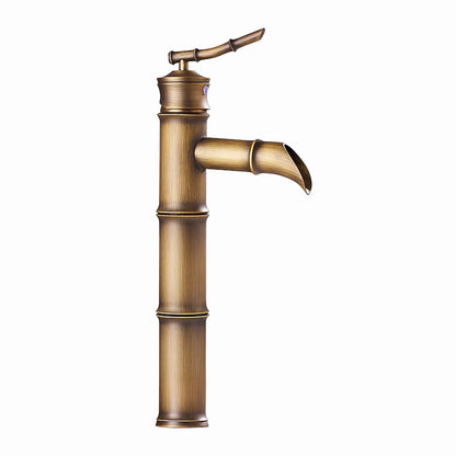 Bamboo Design Antique Brass Vessel Sink Faucet, Single-Handle Single-Hole Faucet
