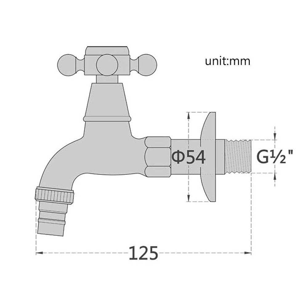 Vintage Wall-Mount Solid Brass Faucet, Single-Cold Cross Handle Faucet, Matte Black / Antique Brass