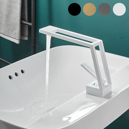 Modern Waterfall Bathroom Faucet, Single-Handle Brass Sink Faucet, Matte Black / Brushed Gold / Gunmetal / Matte White