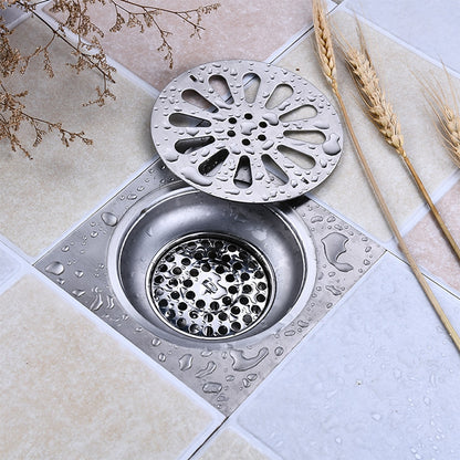 Modern Square Stainless Steel Floor Drain, Removable Cover Shower Drain with Hair Strainer