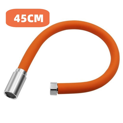 Orange Contemporary Flexible Faucet Extension Tube, 360-Degree Swivel Extender Hose with Splashproof Foaming Aerator