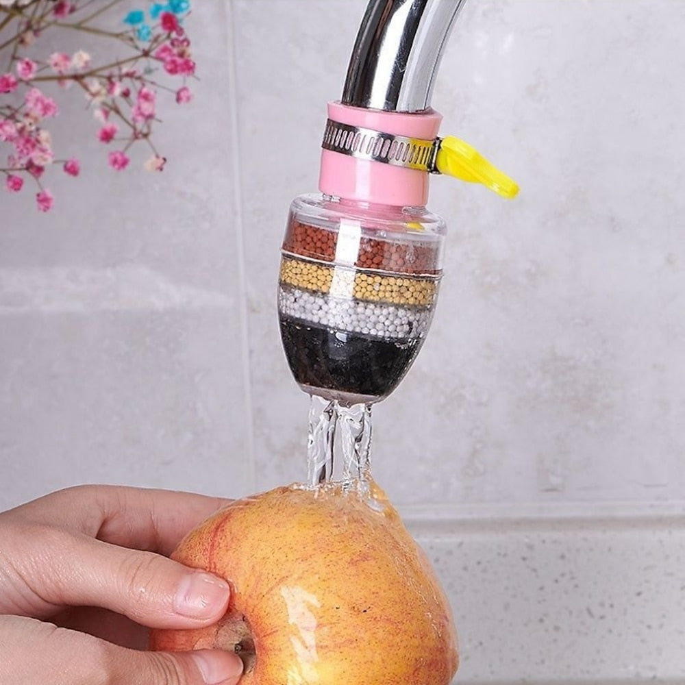 Multi- Six-Layer Faucet Water Filter, Adjustable Splash-Proof Tap Purifier Attachment for Kitchen / Bathroom