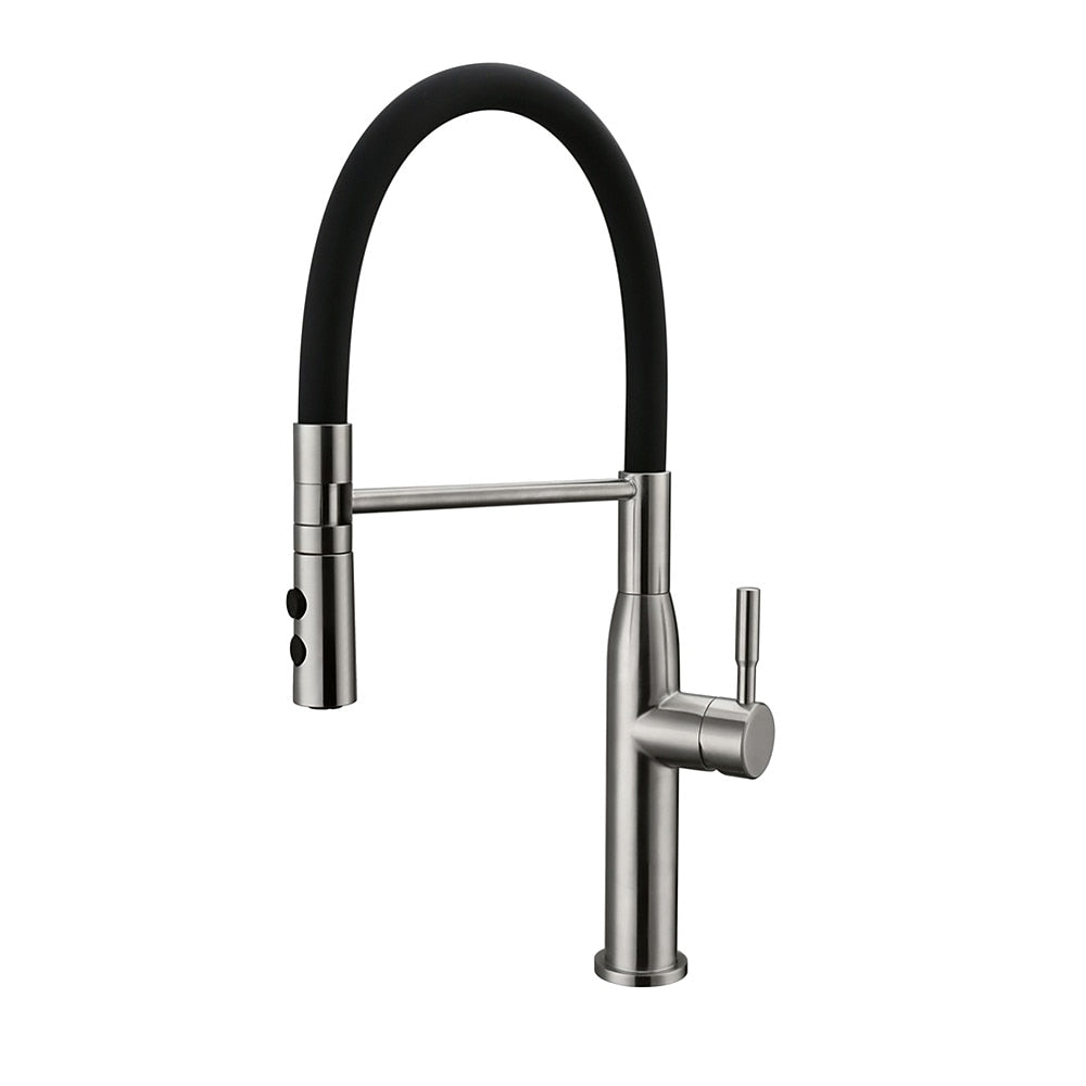 High-Arc Brushed Nickel Pull-Down Kitchen Faucet, Single-Handle Stainless Steel Faucet